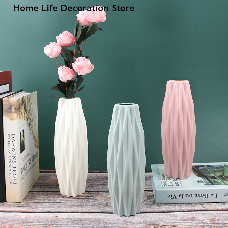 Badminton Live - 【TG】Modern Nordic Plastic Flower Vase, Pink,